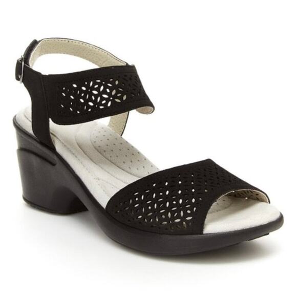 JBU by Jambu Toledo Perforated Black Wedge Heel Sandal Memory Foam 7.5 GUC - Picture 1 of 16
